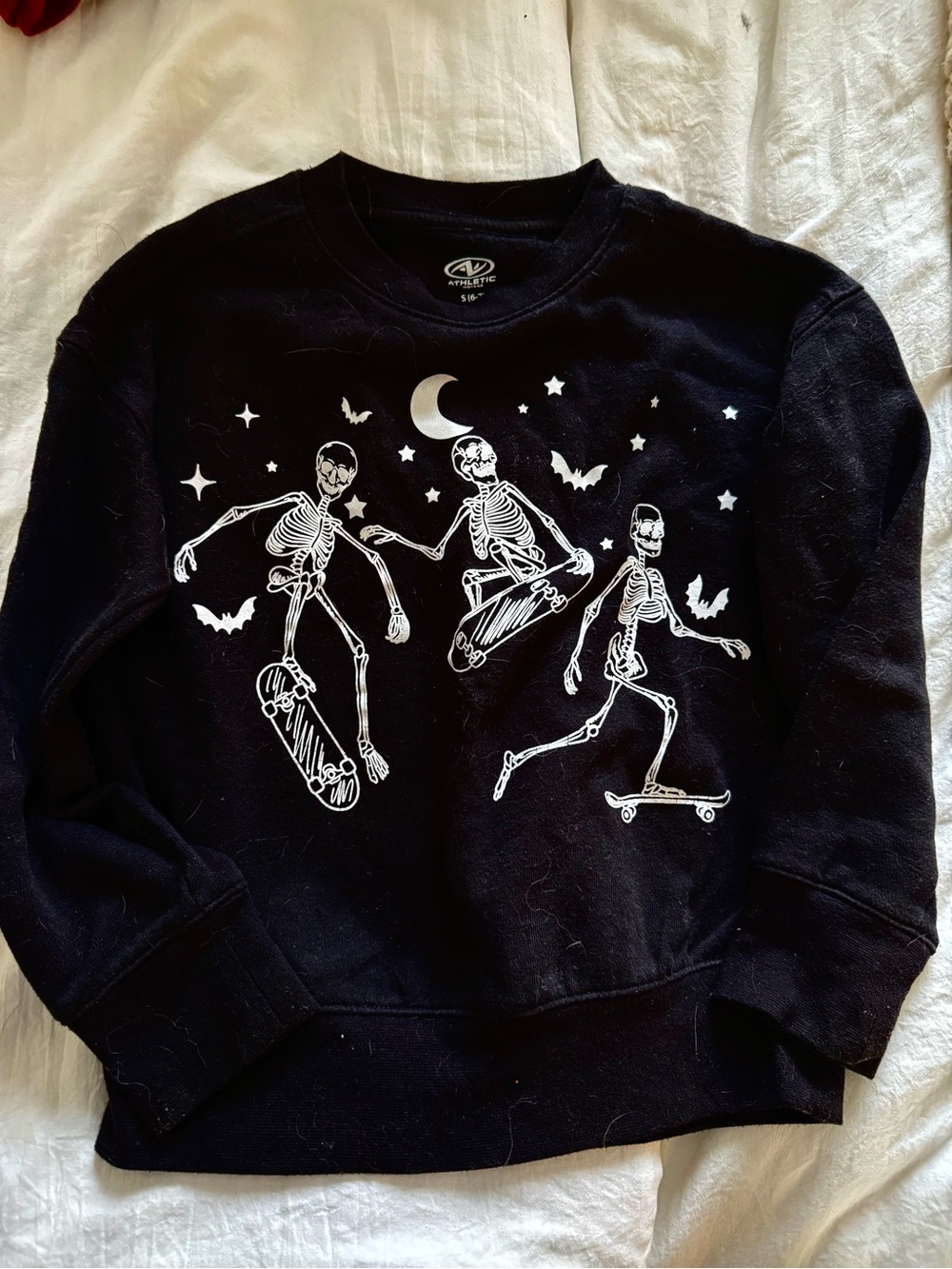 Black Skeleton Skateboard Crewneck Sweatshirt